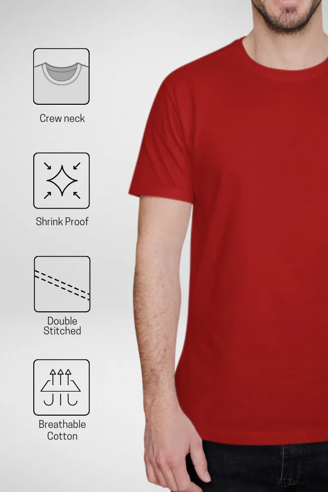 White and Red Plain T-shirts Combo for Men