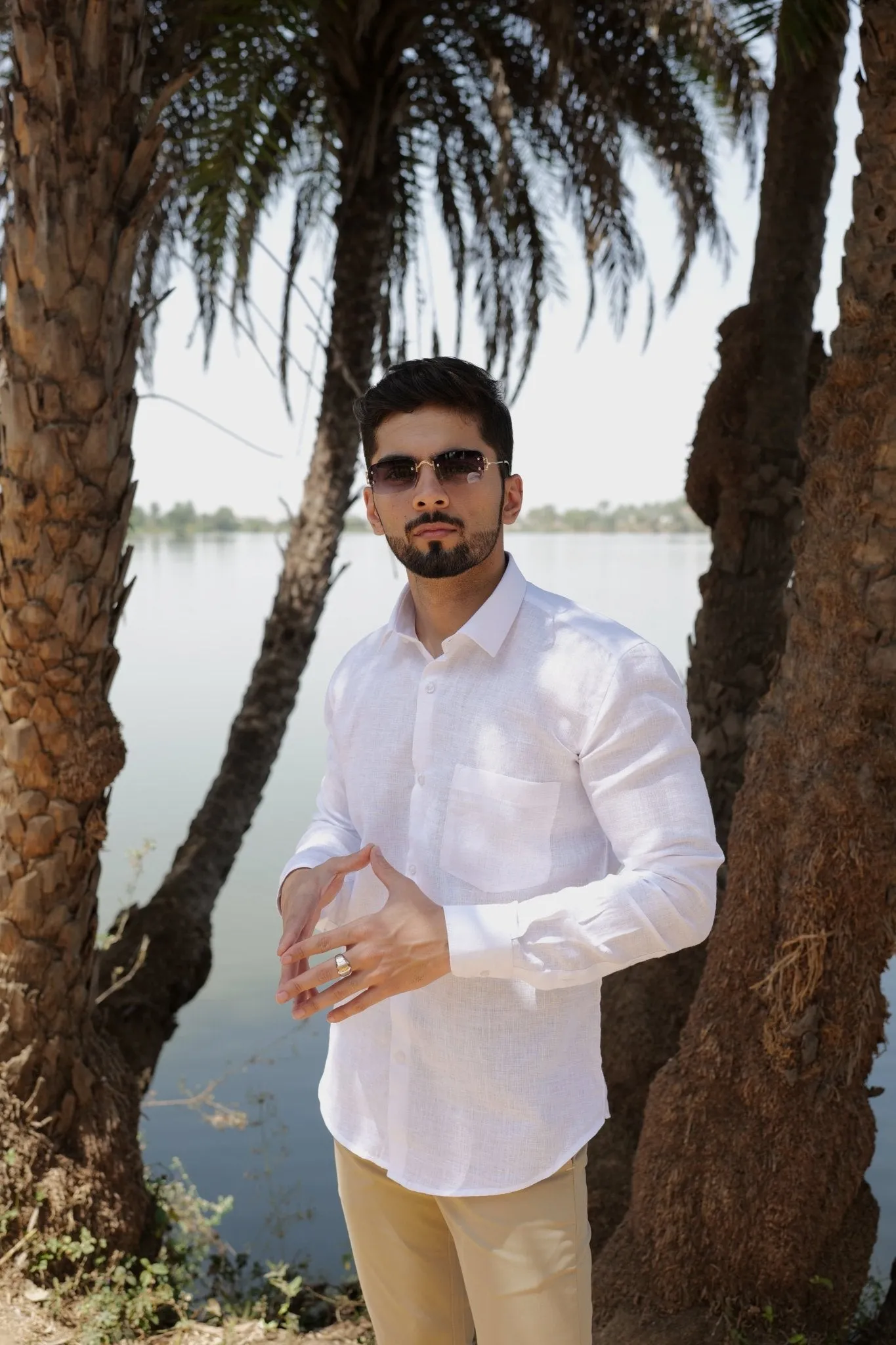 White Color Prime Linen Shirt For Men