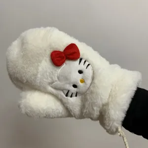 Winter Warm Cartoon Gloves - Soft, Kawaii Hello Kitty Design, Thermal Insulation for Cold Weather, Ideal for Cycling, Outdoor Travel, and Winter Sports - Y2k Style, Decorative Accessories