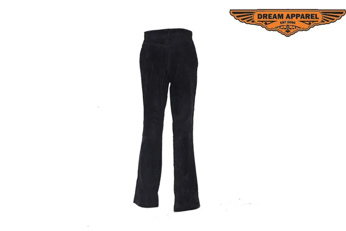 Women Black Suede Leather Pants