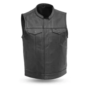 Xpress - Men's Black Cowhide Leather Motorcycle Vest