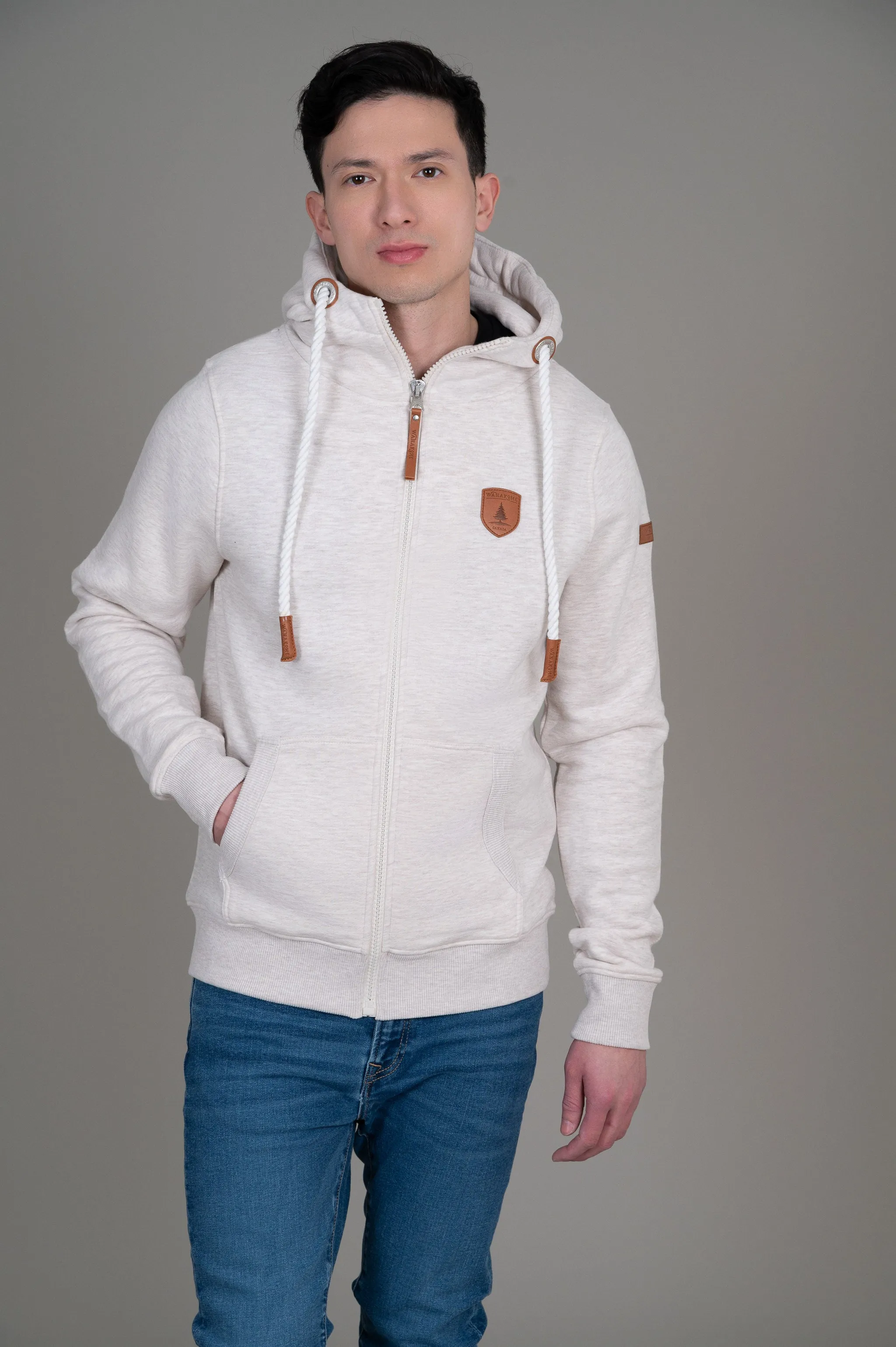 Zeus Heather Oatmeal Full-Zip Hoodie